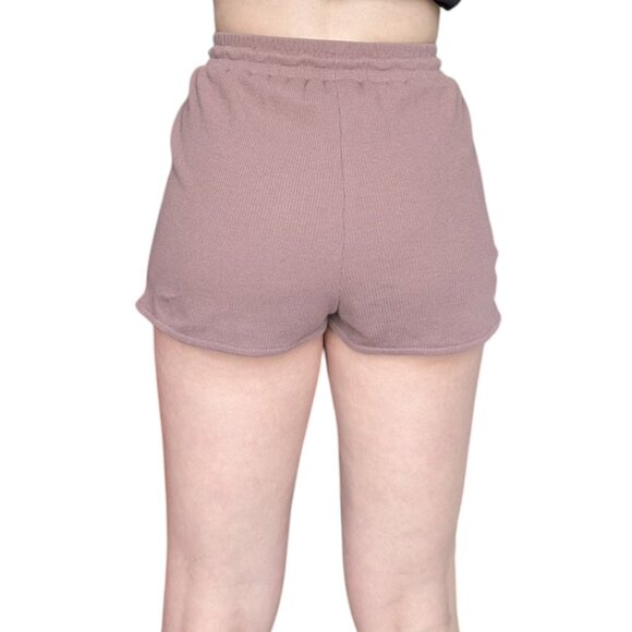 White Fox Boutique Brown Waffle Shorts Adjustable Waist Women Small - Picture 3 of 8